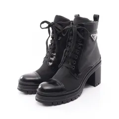 プラダ PRADA ブーツ Re-Nylon トライアングルロゴ レースアップ ナイロン レザー ブーツ レディース Used Aのサムネイル