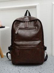 Men's Backpack, Vintage PU Backpack, Student Backpack, 15.6-inch Laptop Bag, Large Capacity Business Travel Hiking Backpack, Travel Backpack