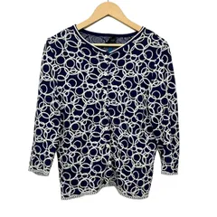 LANVIN COLLECTION(ランバンコレクション) カーディガン サイズ40 M レディース - ネイビー×白 長袖のサムネイル