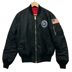 ALPHA INDUSTRIES(アルファ) ブルゾン サイズM メンズ - 黒×白×マルチ 長袖/中綿/秋/冬のサムネイル