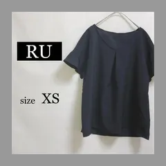 XS RU / アールユー ネイビー 半袖 フレンチスリーブ オフィス 通勤 ブラウス Vネック フレア 半袖 春夏秋 T893_2404/017のサムネイル