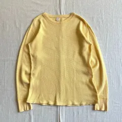 希少　archive　THE FLAT HEAD　フラットヘッド　ロングスリーブ　サーマルTシャツ　カットソー　ワッフル　イエロー　黄色　無地　40サイズ　Y2K　バイカー　アメカジ　パンキッシュ　グランジ　yellow color L/S thermal-Tのサムネイル