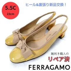 ✨️腕利き職人のリペア済✨️【フェラガモ】リボン エナメル ストラップパンプスのサムネイル