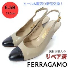 ✨️腕利き職人のリペア済✨️【フェラガモ】バイカラー ストラップパンプス グレーのサムネイル