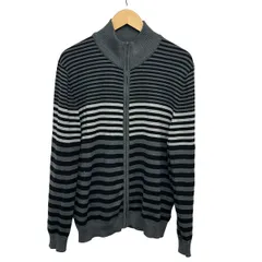 HUGOBOSS(ヒューゴボス) ブルゾン サイズXXL XL メンズ美品  - 黒×ダークグレー×ライトグレー 長袖/ニット/ボーダー/ジップアップ/春/秋のサムネイル