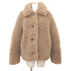 ザラ ZARA 美品 ボアジャケット ミドル丈 ステンカラー 衿付き フロントボタン 茶 ブラウン S ■OOMのサムネイル