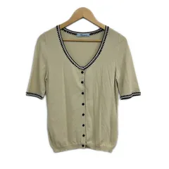BLUMARINE(ブルマリン) カーディガン サイズI44 L レディース美品  - ベージュ×黒 半袖のサムネイル