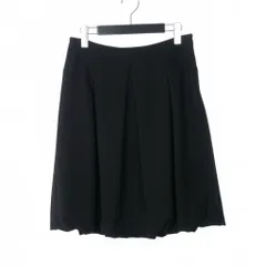 ユーバイウンガロ U by ungaro ひざ丈 プリーツスカート サイドジップ 38 黒 ブラックのサムネイル