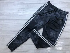 adidas アディダス スポーツ ストリート 総柄 裾ファスナー サイドライン イージーパンツ レギンス ボトムス 黒 S メンズ ポリエステル100%のサムネイル