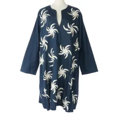 ドリスヴァンノッテン DRIES VAN NOTEN 刺繍 ボタニカル ワンピース チュニック コットン 七分袖 ひざ丈 M 紺 ネイビーのサムネイル