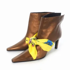 オフホワイト OFF WHITE SCARF BOOTIE スカーフ ブーティ ヒールブーツ 39 ブラウン 茶 OWIA119E18B440885088のサムネイル