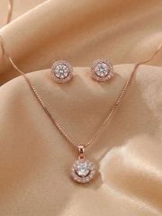 Ladies' Jewelry Set: 3-Piece Set - Classic Round Decorative Necklace and Earrings.