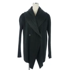 イッセイミヤケ ISSEY MIYAKE 94AW 90s 銀タグ アーカイブ プリーツ ダブルジャケット ショールカラー M 黒 ブラック IM43-FD913のサムネイル