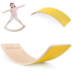 MS Balance Board, Wooden, for Children and Adults, Core Training, Indoor Play Equipment, Swaying Board, Fitness, Yoga, Stretching, Weight Capacity 200kg | Suitable for children's indoor play, parent-child exercise, adult core and inner muscle training, yoga, and stretching. Weight capacity 200kg, rounded corners.