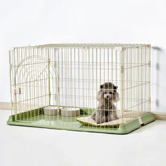 [Rshtong] 犬 ケージ 犬用サークル ペットケージ 犬 ゲージ 屋根付き 幅76×奥行51×高さ46cm ペットサークル 小型犬 中型犬 ペット用品 ドッグサークル 折りたたみ 組立簡単 室内外兼用 (グリーン 76x51x46cm) 0のサムネイル