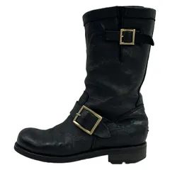 JIMMY CHOO(ジミーチュウ) ブーツ 34 レディース - 黒 バイカーブーツ レザーのサムネイル