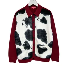Supreme 国内正規 21AW 21FW Cow Print Cardigan カウプリントカーディガン ニット 牛柄 フロントパネル Red レッド 赤 Mのサムネイル