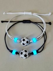 Women's Jewelry Bracelet Set, Luminous Couple Football Minimalist Decorative Jewelry Set (2 Pieces), Unisex PU Leather Bracelet, Summer Beach Valentine's Day Gift