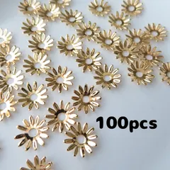 A361【ビーズキャップ】約100個入り　メタルフラワー　花芯　花座　座金　つまみ細工パーツ 新着