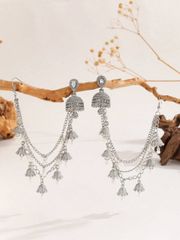 Women's Jewelry Set: A fashionable jewelry set including a detachable teardrop earring with a bell, a headpiece and earring combo set, and four long chain jewelry pieces that can be converted into jewelry. Suitable for everyday wear, festivals, weddings, and other special occasions.