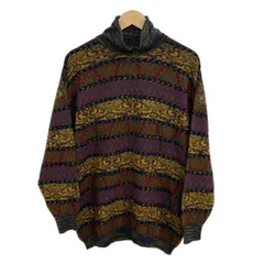 MISSONI(ミッソーニ) 長袖セーター メンズ - ダークイエロー×ブルー×マルチ タートルネック/ボーダーのサムネイル