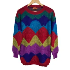 MISSONI(ミッソーニ) 長袖セーター サイズM メンズ - レッド×パープル×マルチ クルーネック/ボーダーのサムネイル