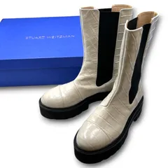箱付き Stuart Weitzman スチュアートワイツマン クロコ型押し ブーティー ロングブーツ 厚底 ホワイトレザー 白 ホワイト 6 レディース 秋 冬 ゴーゴー古着久喜倉庫店 26 No.2909のサムネイル