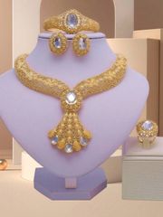 Ladies' Jewelry Set: Elegant multi-layered necklace and bracelet set, perfect for summer gifts, ideal for everyday wear and celebrations.