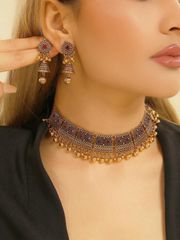 Ladies' Jewelry Set of 3 Pieces/1 Set: Fashionable Bohemian Style Rhinestone Inlaid Jewelry Set, Traditional Necklace + Earrings Set, Suitable for Women and Girls' Daily Wear, Festivals, Weddings, Party Wear/Jewelry Gifts