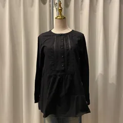 【東あずま店　併売品】　conges payes ADIEU TRISTESSE　コンジュペイエ　アデュートリステス　　梯子レース　はしごレース　無地　ブラウス シャツ トップス　レディース　blouse　shirt　Tops　ladies　長袖　黒のサムネイル