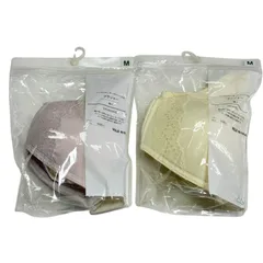 無印良品 MUJI ノンワイヤーモールドレース付ブラジャー M 2枚セット ライトピンク アイボリー レディース 婦人 下着 カップ一体型 レースブラのサムネイル