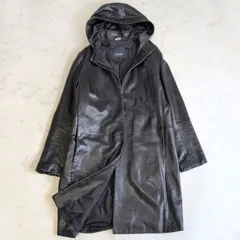 希少✨MAXMARA マックスマーラ 本革 レザーコート　ロング ブラック 黒 フーディ 大きいサイズ 42のサムネイル