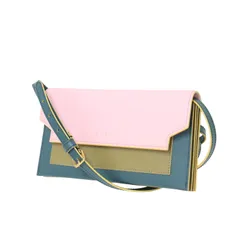 【新品】MARNI マルニ 財布 ショルダー付き ロングウォレット 長財布 肩掛け ロゴ 牛革 ピンク グリーン系 ブラウン イタリア製 ブランド ファッション アイテム 小物【レディース】のサムネイル