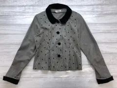 ティノ TINO レトロ 古着 千鳥格子 ハウンドトゥース ローズ バラの蕾 刺繍 ベロア トリム 長袖 ジャケット レディース ウール100% 日本製のサムネイル