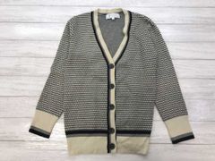 ロペピクニック ROPE' PICNIC レトロ トラッド 鹿の子模様 ジャガードニット Vネック カーディガン 黒ベージュ 38 レディース