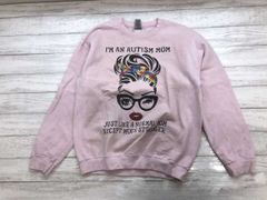 GILDAN製 誇り高き自閉症ママ I'M AN AUTISM MOM 自閉症啓発 スウェット トレーナー プルオーバー 裏起毛 レディース 綿混合 M ピンク