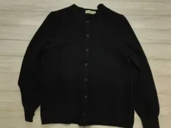 るんびに 昭和レトロ オールド カントリー 古着 レディース クルーネック 長袖 ニット カーディガン M 黒のサムネイル