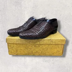 Marelli メッシュレザー ドレスシューズ ブラウン 24.5cm 箱付き 編み込み ビジネスシューズのサムネイル