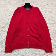 ​【高級感】90s ラルフローレン カシミヤ混 ニットカーディガン L 赤 デザインボタンのサムネイル