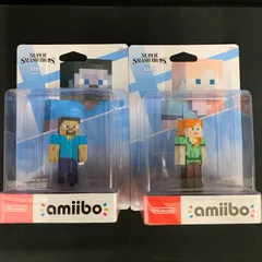 新品 amiibo スティーブ&アレックス 大乱闘スマッシュブラザーズ SUPER SMASH BROS. Minecraft STEVE ALEX 色褪せあり