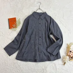 Plantation プランテーション 長袖シャツ ブラウス グレー系 コットンリネン レディースのサムネイル