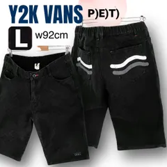 Y2K ピート社製★VANS ヴァンズ★籠目編み★ルーズストレート5Pハーフパンツ★ブラック★ジャズライン★メンズL/w92cm   #2608A002のサムネイル