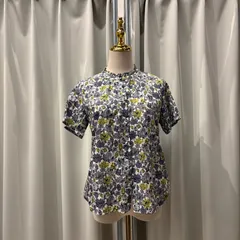 【東あずま店　併売品】　shower party シャワーパーティ LIBERTY リバティ 総柄 ブラウス シャツ トップス　レディース　blouse　shirt　Tops　ladies ブルー 青 BLUE イエロー 黄色 辛子 カラシ からしのサムネイル