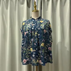 【東あずま店　併売品】　shower party シャワーパーティ LIBERTY リバティ 花柄 総柄 ブラウス シャツ トップス　レディース　blouse　shirt　Tops　ladies ブルー 青 BLUEのサムネイル