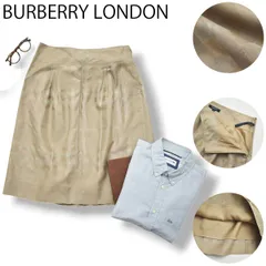 【上質】 バーバリー ロンドン BURBERRY LONDON フレア タック 膝丈 スカート 38 チェック柄 ブラウン ベージュ x ゴールド レディース 女性用 ♪のサムネイル