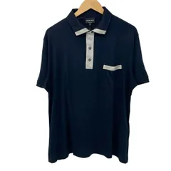 GIORGIOARMANI(ジョルジオアルマーニ) 半袖ポロシャツ サイズIT52 メンズ - ネイビー×ライトグレー 半袖/シルクのサムネイル