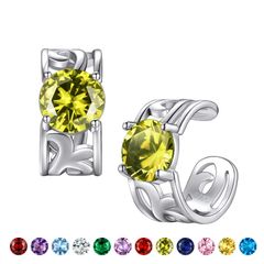 Ear cuff for women, sterling silver 925, men's earrings, hypoallergenic, cubic zirconia, non-pierced earrings, unisex, openwork arabesque design, simple, birthstone.