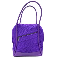 極上品　PLEATS PLEASE プリーツプリーズ　ISSEY MIYAKE イッセイミヤケ　BIAS　ハンドバッグ　トートバッグ　ワンショルダー　レザー　パープル　紫のサムネイル