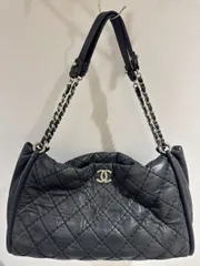 【希少・美品】CHANEL シャネル ココマーク スパークルレザー マトラッセ チェーントートバッグ 濃グレー 16番台　S204407のサムネイル