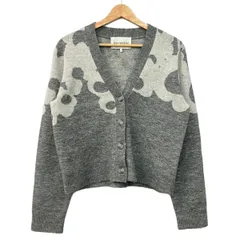 marimekko(マリメッコ) カーディガン サイズM レディース美品  グレー×白 長袖/フラワー(花)のサムネイル